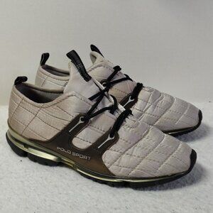 Ralph Lauren Polo Sport Sneakers Shoes Mens Size 9 Silver Black Athletic Lace Up